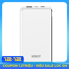Pin Sạc Dự Phòng 10.000mAh ROBOT RT180 - 2 Cổng Sạc Vào Type-C/Micro, Kích Thước Mỏng và Nhẹ - HÀNG CHÍNH HÃNG