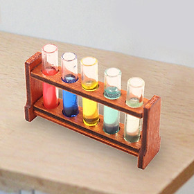 12TH Dollhouse Test Tube Miniature Test Tube with Holder Wooden Furniture Model Pretend Play Toy for Doll House Accessories Study Ornament