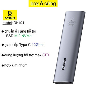Mua Box ổ cứng SSD M2 NVMe Baseus FlyJoyBS-OH194 Series SSD Enclosure Type C tốc độ 10Gbps _ Hàng chính hãng