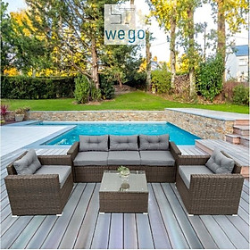 Mua WEGO BỘ SOFA MÂY NHỰA NGOÀI TRỜI/ BỘ SOFA SÂN VƯỜN 5 CHỖ NGỒI//Outdoor Furniture Rattan Chair Sofa Dining Set Balcony Table Garden 5 seater