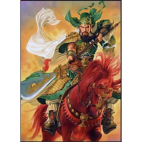 Mua tranh quan công ngựa xích thố dán tường 3d. tranh in vải lụa kèm keo