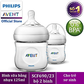 Bộ 2 Bình sữa mô phỏng tự nhiên hiệu Philips Avent (125 ml) cho trẻ từ 0 tháng tuổi 690.23