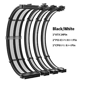 Teucer 350mm PSU mở rộng bộ cáp bo mạch chủ ATX 24Pin GPU PCI-E 6 2PIN 8PIN CPU EPS 4 4PIN 18AWG Cáp dây điện Chiều dài cáp: 350mm