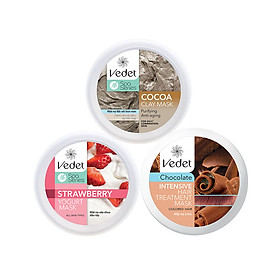 Bộ 3 hũ mặt nạ chăm sóc da mặt và tóc Vedet (Bùn non, sữa chua dâu, Socola)