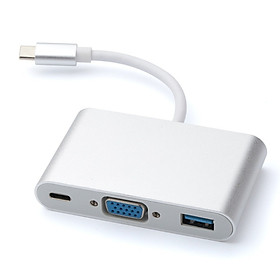 Cáp USB type-C to VGA/ PD/ USB 3.0 50738 bọc nhôm bạc