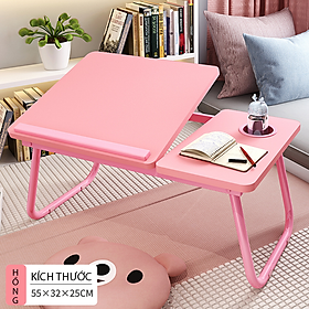 Mua Bàn để laptop gấp gọn mặt bàn điều chỉnh góc thông minh  nâng lên hạ xuống có khay đựng cốc/bút 55*32*25cm