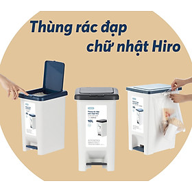 Thùng rác đạp chữ nhật Inochi Hiro (10L-15L-20L-30L)