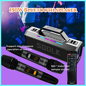 SODLK S520 Loa Bluetooth không dây công suất cao 150W Âm thanh Karaoke ngoài trời 4 còi Bass nặng Pin 21600mAh Thời gian chờ siêu dài Color: S520 Double wheat