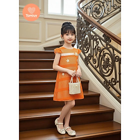 Đầm Bé Gái Tay Cánh Tiên Dáng A TAMIUY Đính Nơ Ruy Băng