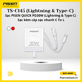 Mua Bộ sạc Pisen Quick PD30W  sạc nhanh an toàn cho Iphone 8 - 14 Pro Max (TS-C145)- Hàng chính hãng