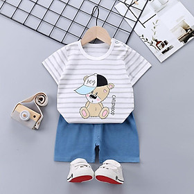 Đồ bộ bé trai, bé gái 0-20 tháng hình anime chất cotton Calcybaby020