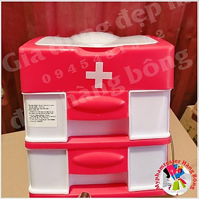 Tủ nhựa mini đựng thuốc 2 tầng 3 ngăn thông minh