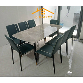 Mua Bộ Bàn Mặt Đá Ceramic 8 Ghế Nhập Khẩu 90cm x 180cm x 75cm (RxDxC) Chân Neva – KY-GH07
