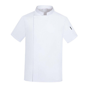 Chef Coat Jacket with Pocket Short Sleeve Shirt Breathable Waiter Apparel - 2XL
