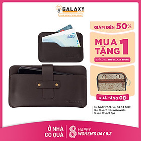Combo Bộ 2 Ví Bóp Dài Và Ví Mini Nhỏ Da Bò Để Điện Thoại Để Tiền Để Name Card Thẻ ATM Galaxy Store GVD01C01 - Hàng Chính Hãng