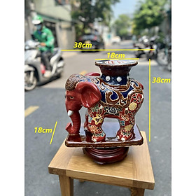 Mua TƯỢNG ĐÔN VOI GỐM SỨ THỦ CÔNG NAM BỘ TRANG TRÍ DECOR KÊ SÁCH MÀU ĐỎ HN