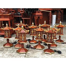 Đèn thờ phòng khách gỗ hương ta cao 48cm