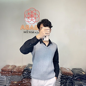 Áo len Gile nam Hàn Quốc cổ tim, chất len sợi dệt cao cấp