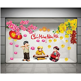 Mua (HCM)Decal dán kính trang trí tết xuân Bính Ngọ  Binbin TTT05 decor văn phòng nhà hàng khách sạn