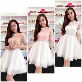 Đầm xòe tay lỡ phối voan kute