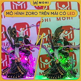 [Có BOX, Có bản LED] - Mô hình Figure Roronoa Zoro trên mái nhà, mô hình figure One Piece bản đế đẹp có BOX