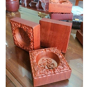 Mua (RẺ NHẤT)  Gạt tàn thuốc gỗ hương nguyên khối tiện vuông chạm chữ phong thủy size to - BẢO HÀNH GỖ 10 NĂM