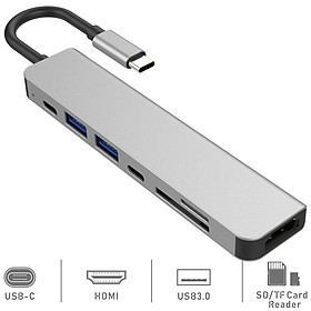 Cáp chuyển Thunderbolt 3 ra 7 cổng HDMI/ USB/ PD/ Thẻ nhớ TF, SD cho Macbook - TTH70558