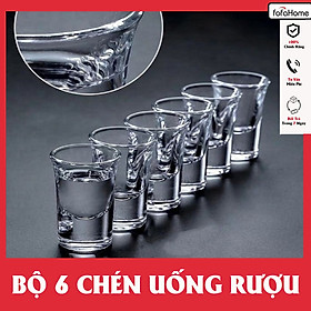 Bộ 6 Ly Uống Rượu Nhỏ 35ML Cao Cấp - Bộ 6 Chén Thủy Tinh Đế Dày Sáng Bóng - Cốc Uống Rượu Làm Từ Thủy Tinh Cao Cấp, Độ Tinh Khiết Cao, Siêu Trong