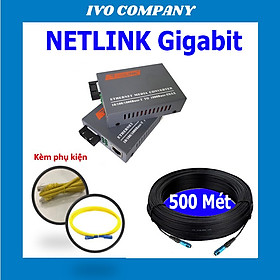 Combo 500m Cáp Quang + Cặp Converter Netlink 1000Mbps Kèm Phụ Kiện