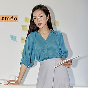 Áo sơ mi công sở nữ Méo shop tay phồng kiểu Hàn form rộng Yella