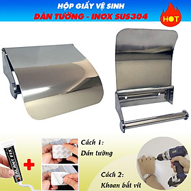 Hộp giấy Kệ Treo Giấy Vệ Sinh DÁN TƯỜNG Inox SUS304 - Có nắp tiện dụng