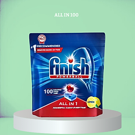 Viên Rửa Chén Bát Hương Chanh Finish Powerball Power All In 1 Max - Túi 100 viên siêu tiết kiệm