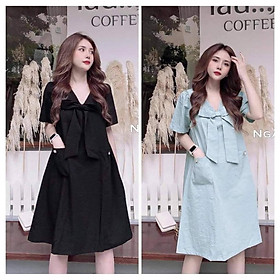Đầm váy bầu thiết kế dáng dài, suông, đuôi cá yếm bầu đen công sở dự tiệc siêu xinh mùa hè hàng đẹp
