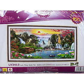 Mua Tranh thêu chữ thập phong cảnh lưu thủy sinh tài LV3413 - 100 x 51 cm - chưa thêu