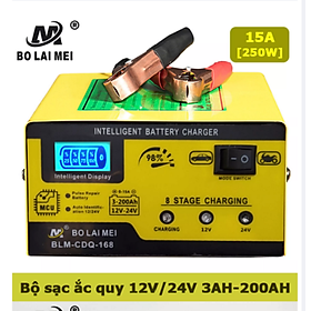 Bộ sạc ắc quy 12v/24v 3AH - 200ah BT-168 máy sạc bình xe máy ôtô xe tải thông minh tự động ngắt khi đầy