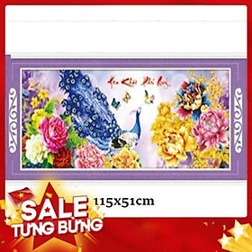 Tranh thêu chữ thập chim công 88872 115x51cm