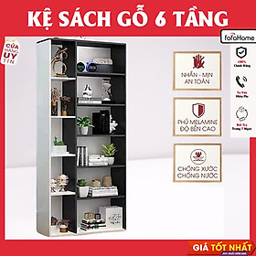 Mua Kệ Sách Gỗ Nội Thất 6 Tầng 2 Màu Kết Hợp. C130 x D60 x R17cm. Kệ Gỗ Trang Trí Decor Nhà Cửa Gỗ MDF Phủ Melatium Cao Cấp