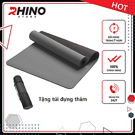 Thảm tập yoga 2 lớp 6mm tặng kèm túi  Rhino M901 cao su non TPE siêu bám, chống trượt, tập gym, thể dục tại nhà - Hàng chính hãng