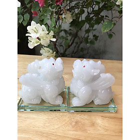 Mua Cặp Tỳ Hưu Phong Thủy Hút Tài Trắng Size Dài 11cm Cao 10cm x ngang 7cm hợp Anh Chị mệnh Kim Thủy để bàn làm việc   bàn Thờ   nhà  công ty ạ