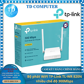 Bộ phát WiFi TP-Link TL-WR 820N Chuẩn N 300Mbps 2 Ăng-ten ngoài 15 User -