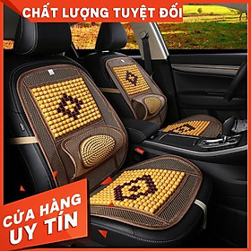 Hình ảnh Bộ tấm lưới tựa lưng massage hạt gỗ lót ghế trên xe hơi, ô tô - Bộ đệm hạt gỗ thoáng khí lót ghế ô tô ,văn phòng