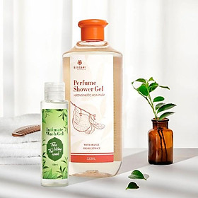 Combo Sữa tắm nước hoa Bergami - Tinh Chất nước hoa Pháp 330ml và Dung dịch vệ sinh phụ nữ Bergami kháng khuẩn 130ml