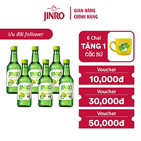 [CHÍNH HÃNG] Soju Hàn Quốc JINRO VỊ NHO 360ml - Combo 6 chai