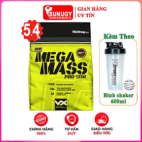 Combo Sữa tăng cân tăng cơ MEGA MASS của VITAXTRONG bịch 5.4kg hỗ trợ tăng cân tăng cơ nhanh cho người gầy, khó hấp thụ & Bình shaker 600ml (Mẫu ngẫu nhiên)