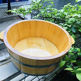 CHẬU NGÂM CHÂN GỖ THÔNG TRƠN CAO 15CM