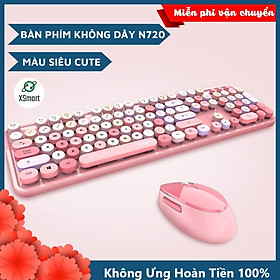 Mua Bộ bàn phím và chuột không dây XSmart MOFii N720 MẪU MỚI màu SON  Hồng cực đẹp  COMBO dùng cho máy tính  pc  laptop - Hàng Chính Hãng