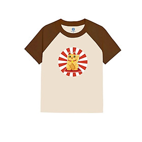 Áo thun Raglan Baby Tee hình Maneki Neko cat mèo vẫy tay may mắn Nhật Bản BND198 - Beige-Nâu