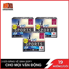 Combo 3 Băng Vệ Sinh Sofy Sports Có Cánh 26cm Gói 19 Miếng