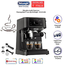 Máy pha cà phê Espresso nhãn hiệu Delonghi EC235.BK công suất 1100 (W) với dung tích 1 lít  Áp suất 15 bar - HÀNG NHẬP KHẨU