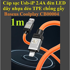 Cáp sạc và dữ liệu Usb-iP 2.4A đèn LED dây TPE dẻo siêu bền Baseus Coolplay CB00004 - Hàng chính hãng